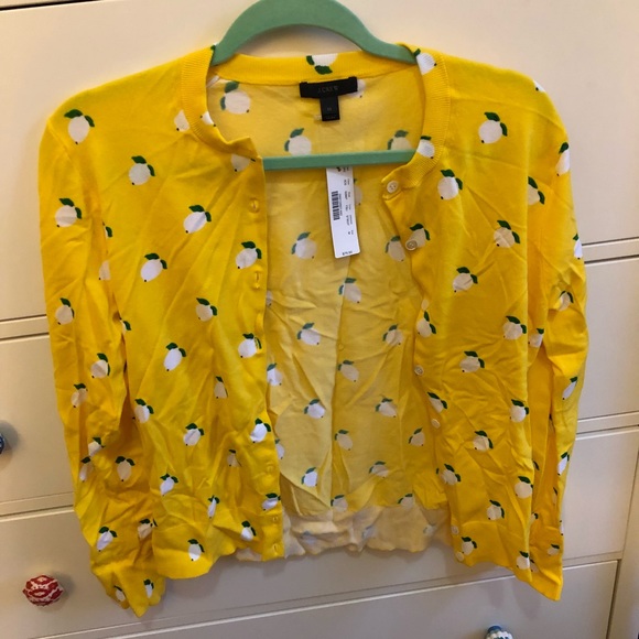 Yellow Jcrew Jackie Cardigan With Lemon 